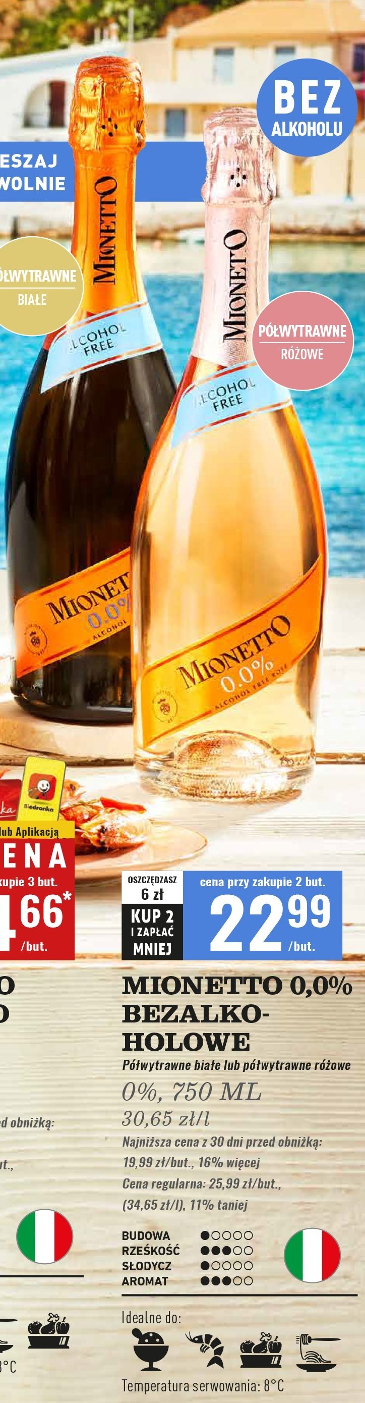 Wino MIONETTO 0.0% promocja w Biedronka