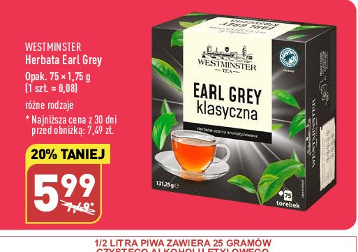 Herbata Westminster earl grey promocja