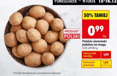 Ziemniaki polskie jadalne na wagę promocja w Biedronka