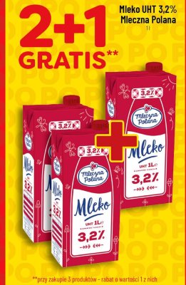 Mleko UHT 3,2% Mleczna Polana 2+1 gratis promocja w POLOmarket