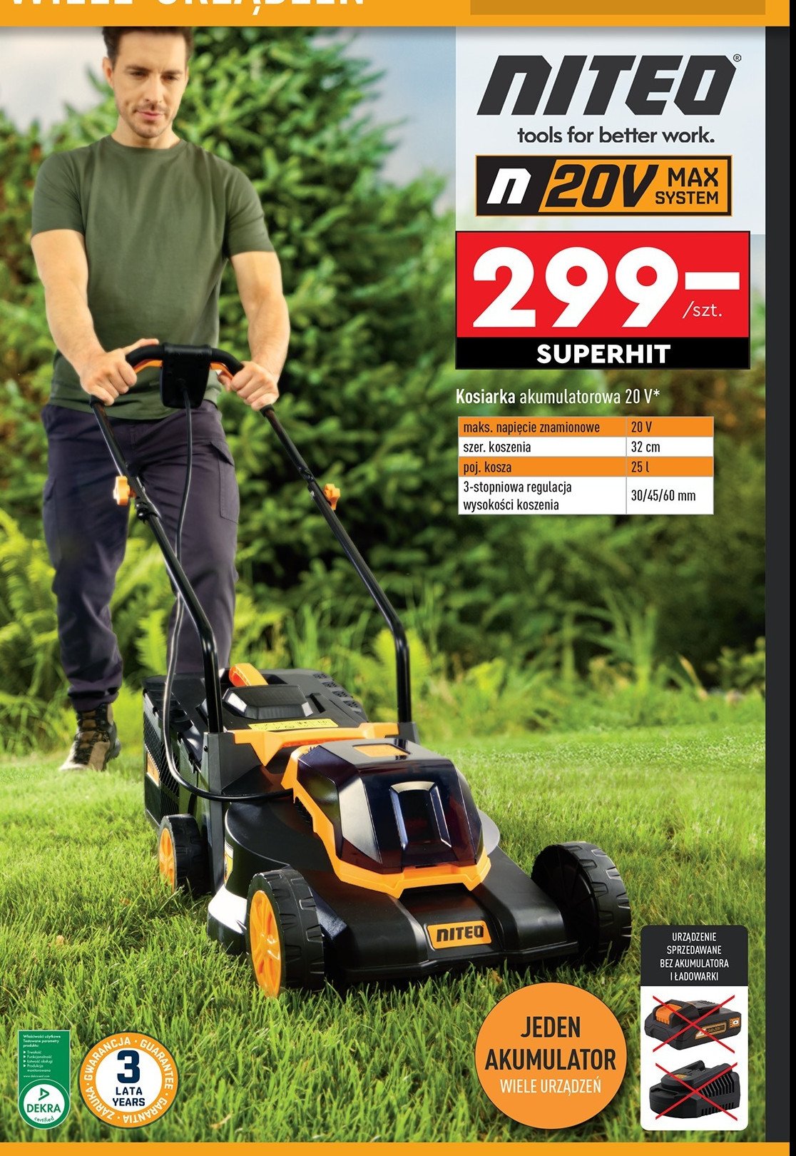 Kosiarka akumulatorowa 20v Niteo tools promocja w Biedronka