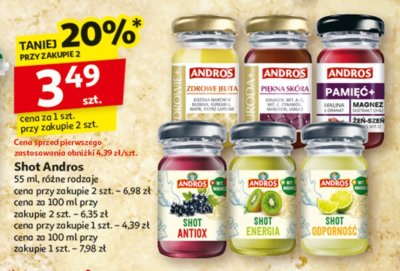 Shot Andros 55 ml, różne rodzaje promocja w Auchan