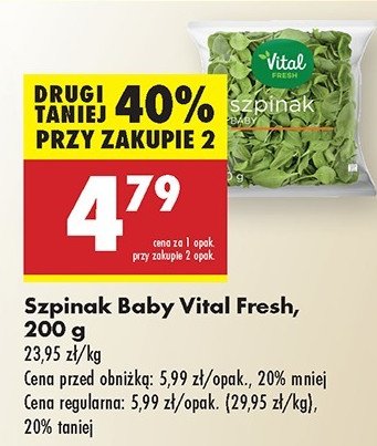 Szpinak baby Vital fresh promocja w Biedronka
