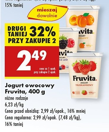 Jogurt truskawka Fruvita promocja w Biedronka
