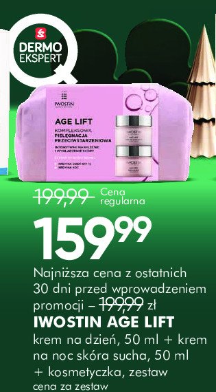 Zestaw w kosmetyczce age lift: krem na dzień 50 ml + krem na noc 50 ml Iwostin zestaw promocja