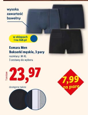 Bokserki męskie Esmara Men, 3 pary promocja w Lidl