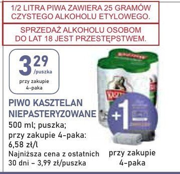 Piwo kasztelan niepasteryzowane promocja w Stokrotka