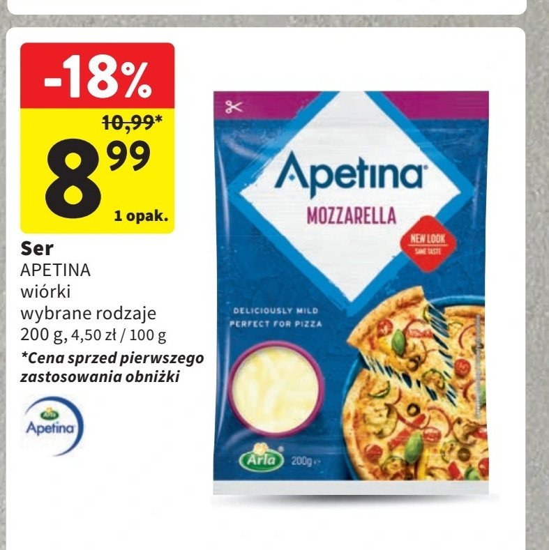 Ser mozzarella tarta Arla apetina promocja