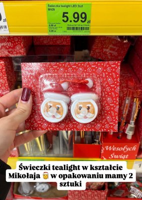 Świeczki tealight LED Mikołaj 2 szt. promocja w Dino