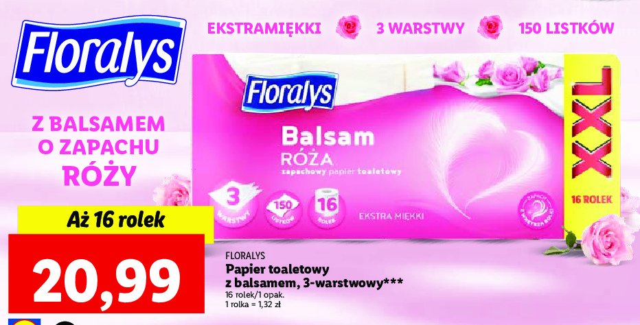Papier toaletowy balsam róża Floralys promocja