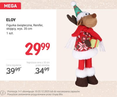 Figurka świąteczna Renifer stojący, wys. 35 cm promocja w Rossmann