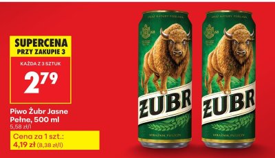Piwo Żubr Jasne Pełne promocja w Biedronka