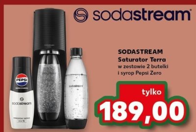 Saturator Sodastream Terra zestaw 2 butelki i syrop Pepsi Zero promocja w Kaufland