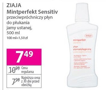 Płyn stomatologiczny sensitive przeciwpróchniczny Ziaja mintperfekt promocja