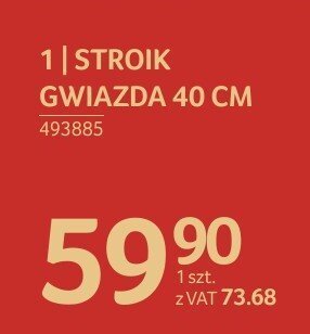 Stroik gwiazda 40 cm promocja w Selgros