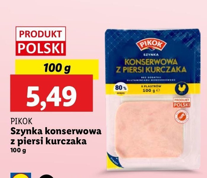 Szynka konserwowa z piersi kurczaka Pikok promocja w Lidl