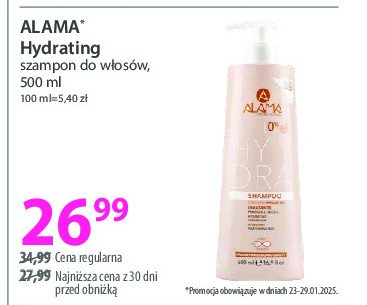 Szampon do włosów Alama hydrating promocja w Hebe