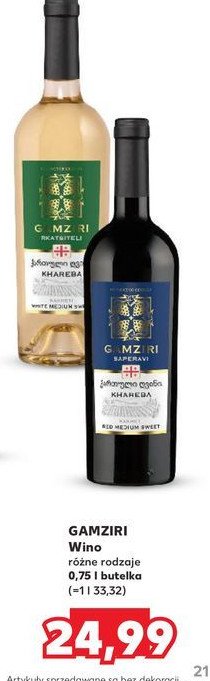 Wino GAMZIRI KHAREBA promocja w Kaufland