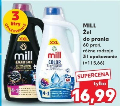 Żel do prania MILL różne rodzaje 60 prań 3 l  promocja w Kaufland