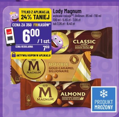 Lody Magnum wybrane rodzaje Unilever promocja w POLOmarket