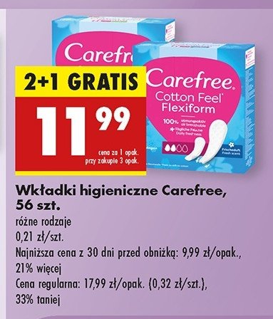 Wkładki cotton feel Carefree promocja w Biedronka