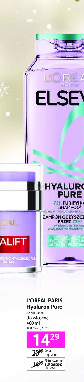 Szampon do włosów L'oreal elseve hyaluron pure promocja