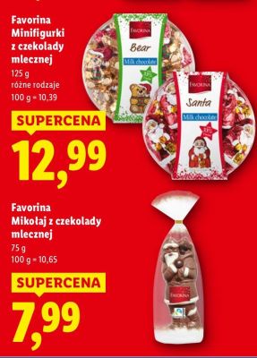 Minifigurki z czekolady mlecznej Favorina promocja w Lidl