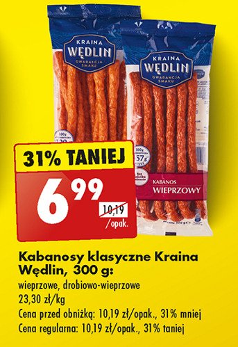 Kabanosy klasyczne drobiowe-wieprzowe Kraina wędlin promocja w Biedronka