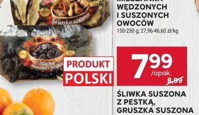 Śliwka suszona z pestką, gruszka suszona promocja w Stokrotka