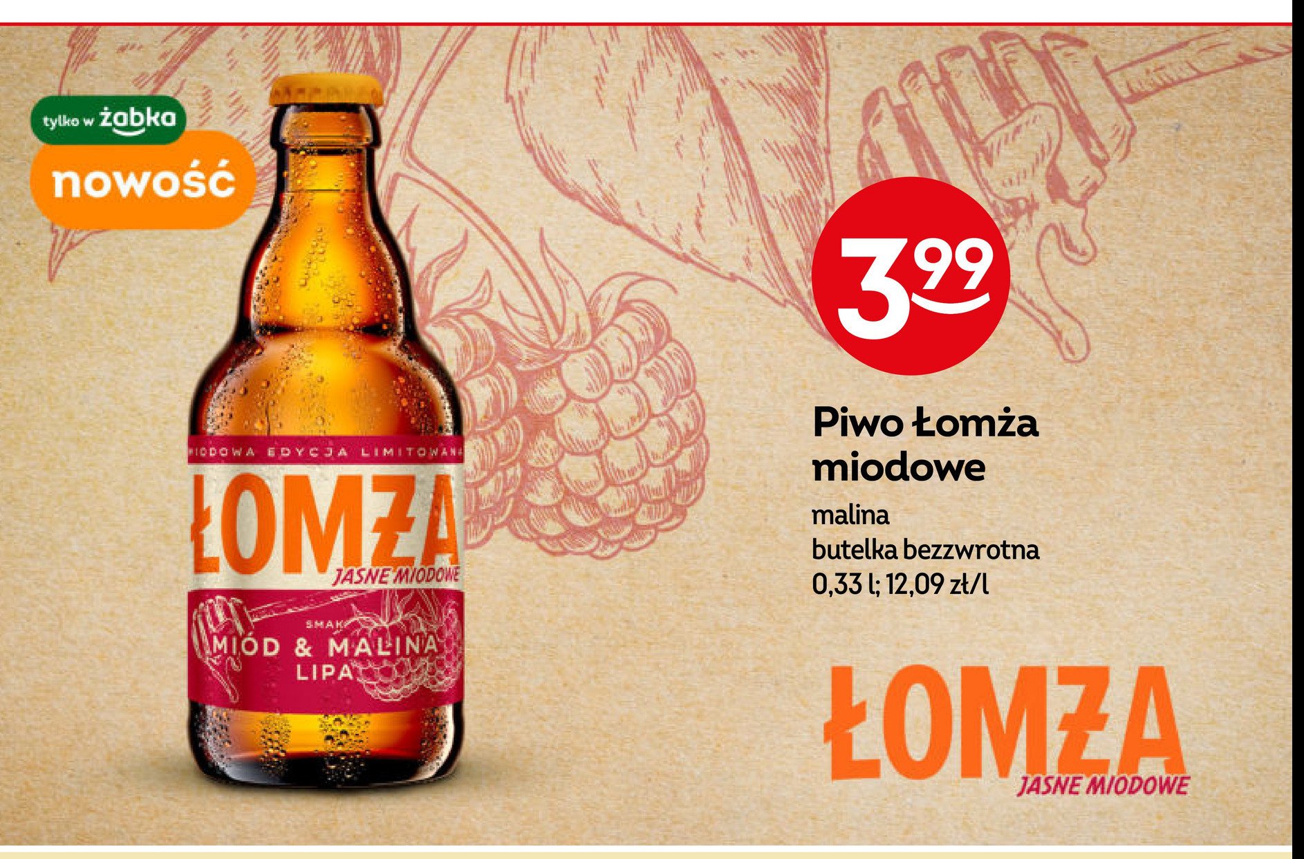 Piwo Łomża miodowe malina-lipa promocja