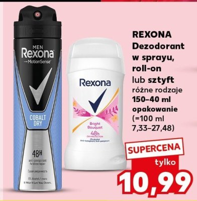 Dezodorant w sprayu, roll-on lub sztyft Rexona różne rodzaje 150-200 ml promocja w Kaufland