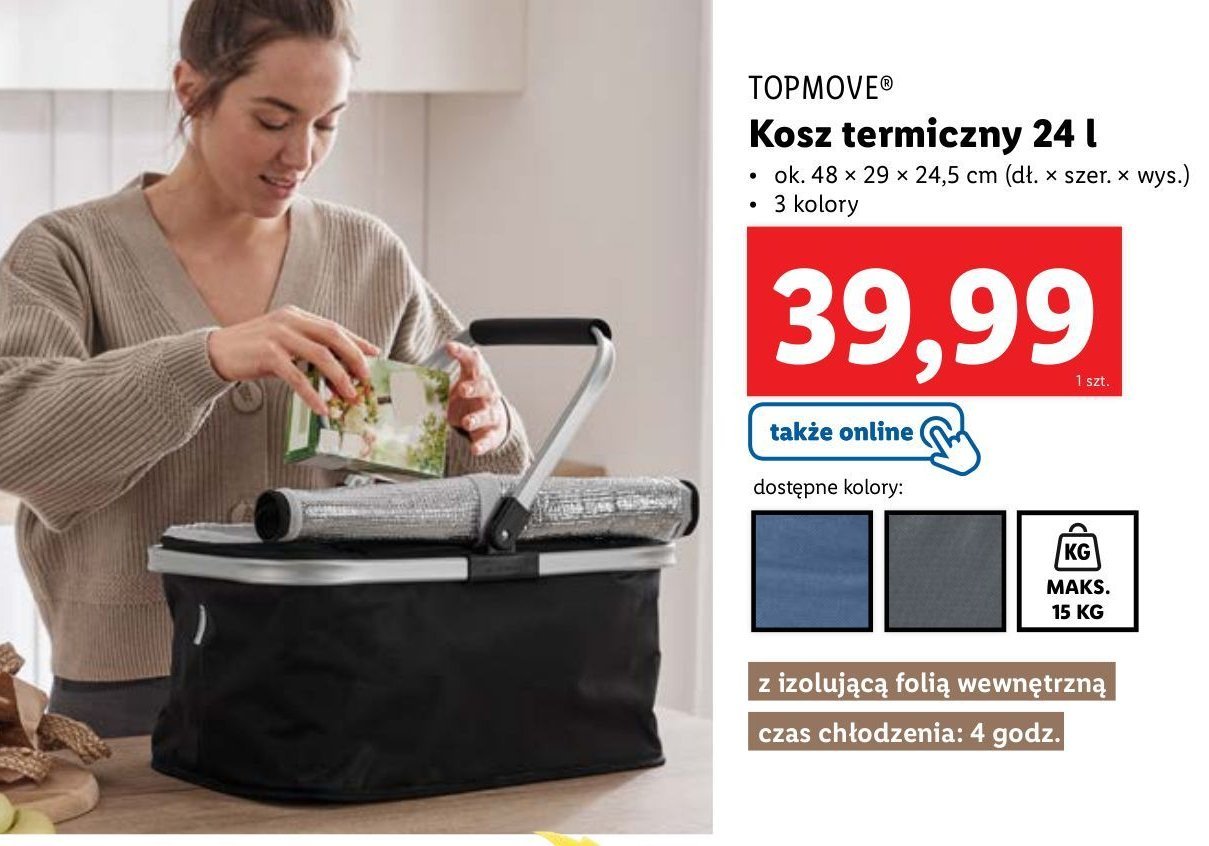 Koszyk termiczny na zakupy 24 l Topmove promocja