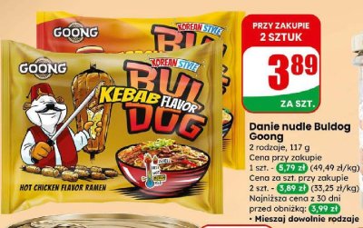 Danie nudle Buldog Goong Hot Chicken Flavor Ramen promocja w Dino