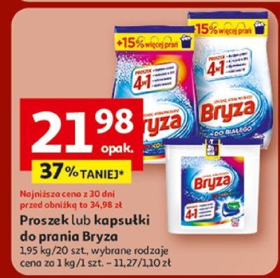 Proszek lub kapsułki do prania Bryza 1,95 kg/20 szt., wybrane rodzaje promocja w Auchan