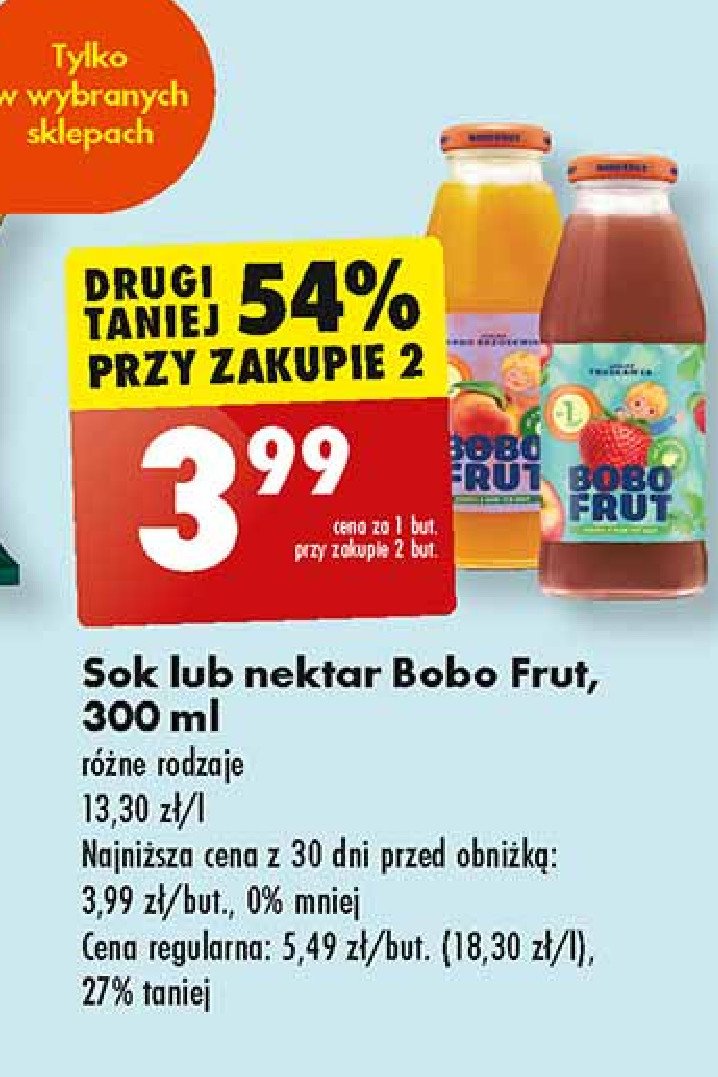 Sok jabłko-mango-brzoskwinia Bobo frut promocja