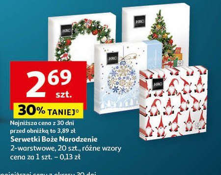 Serwetki 2 warstwowe świąteczne Hrc promocja w Auchan