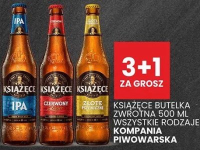 Piwo Książęce butelka zwrotna 500 ml wybrane rodzaje Kompania Piwowarska promocja w Wafelek