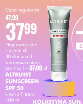 Krem przeciwsłoneczny spf50 Altruist promocja