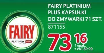 Kapsułki do zmywarki Fairy Platinium Plus 71 szt. promocja w Selgros