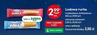 Lody rurka truskawkowa, śmietankowa promocja w Żabka