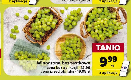 Winogrona białe bezpestkowe promocja w Carrefour Market