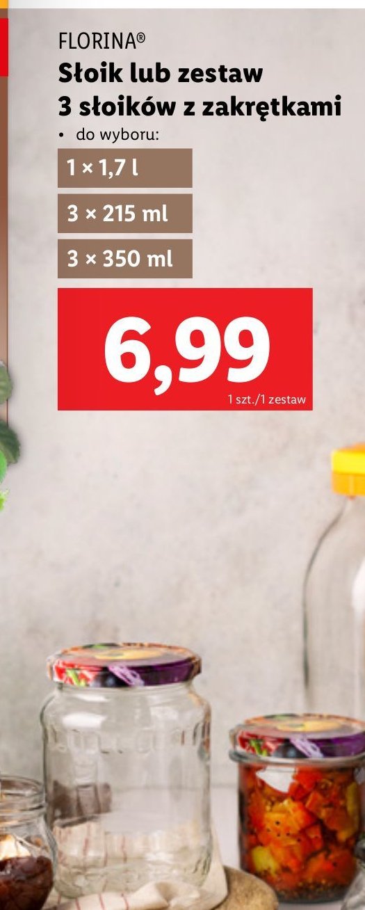 Słoik z nakrętką 1.7 l Florina (florentyna) promocja w Lidl