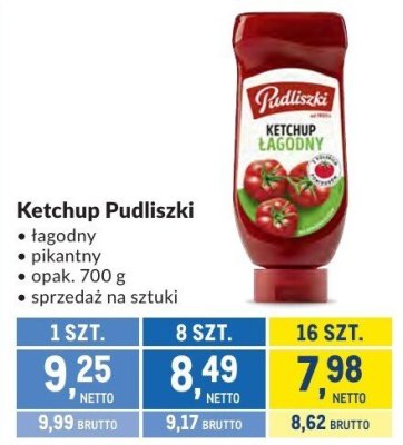 Ketchup Pudliszki łagodny pikantny promocja w Makro