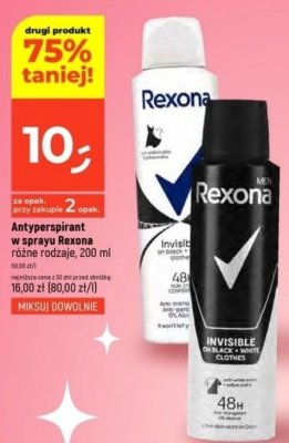 Antyperspirant w sprayu Rexona różne rodzaje, 200 ml promocja w Dealz