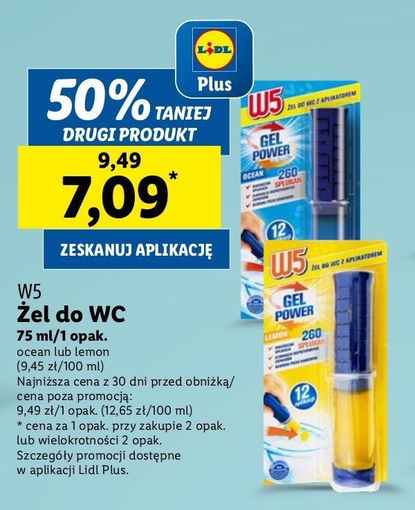 Żel do wc z aplikatorem niebieski W5 promocja