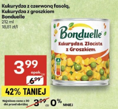 Kukurydza z czerwoną fasolą, kukurydza z groszkiem Bonduelle promocja w Delikatesy Centrum