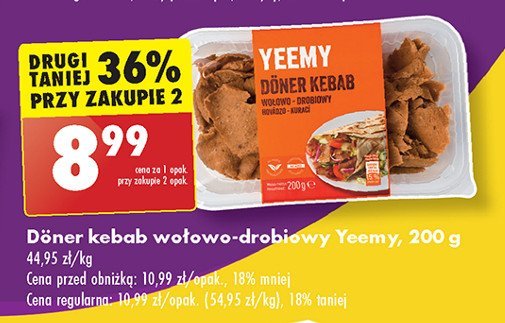 Danie doner kebab wołowo-drobiowy Yeemy promocja