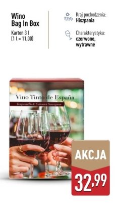 Wino Vino Tinto de España Tempranillo & Cabernet Sauvignon 3 l promocja w Aldi