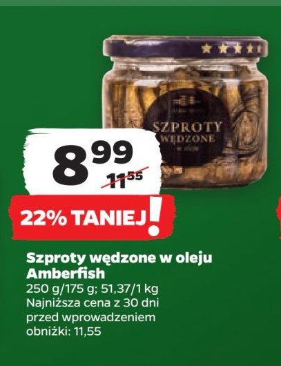 Szproty wędzone w oleju Amberfish promocja w Netto