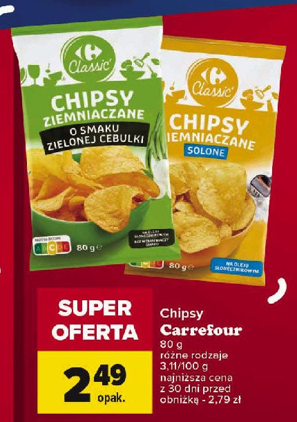 Chipsy zielona cebulka Carrefour classic promocja